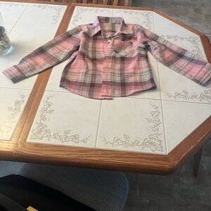 SANGTREE Girls Long Sleeve Casual Button Down Plaid Shirt